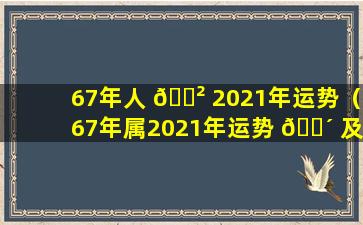 67年人 🌲 2021年运势（67年属2021年运势 🌴 及运程每月运程）